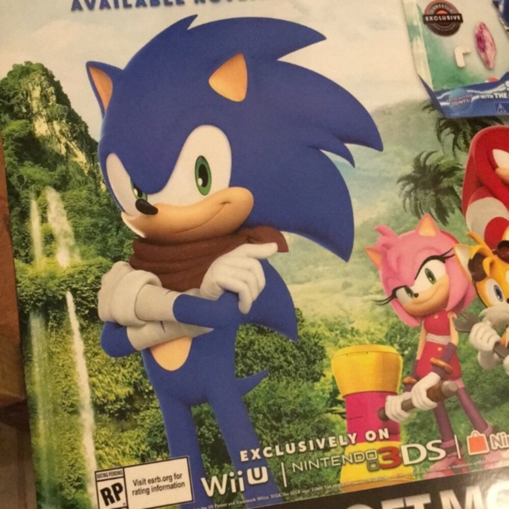 Sonic Boom Sonic the hedgehog Nintendo and Sega Promotional poster novelty item